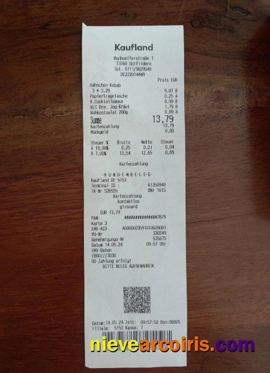 Germany Kaufland payment receipt